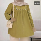 مانتو عروسکی گلدوزی شده الیاف لینن فری سایز 36 تا 48