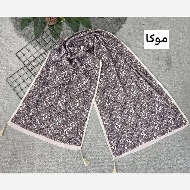 شال زنانه برشکا طرح گل گلی جنس پلیسه ابعاد 175 در 75 سانتیمتر