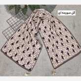 شال زنانه برشکا طرح گل گلی جنس پلیسه ابعاد 175 در 75 سانتیمتر