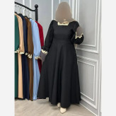 پیراهن زنانه مدل بنین جنس الیزه رنگ مشکی سایز فری 38 تا 46