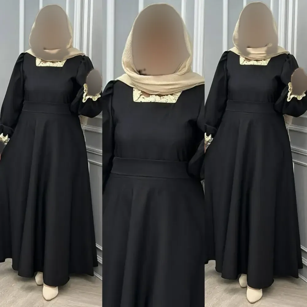 پیراهن زنانه مدل بنین جنس الیزه رنگ مشکی سایز فری 38 تا 46
