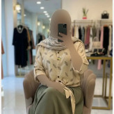 شومیز زنانه مدل گره ای طرح برگی جنس شانتون فری سایز
