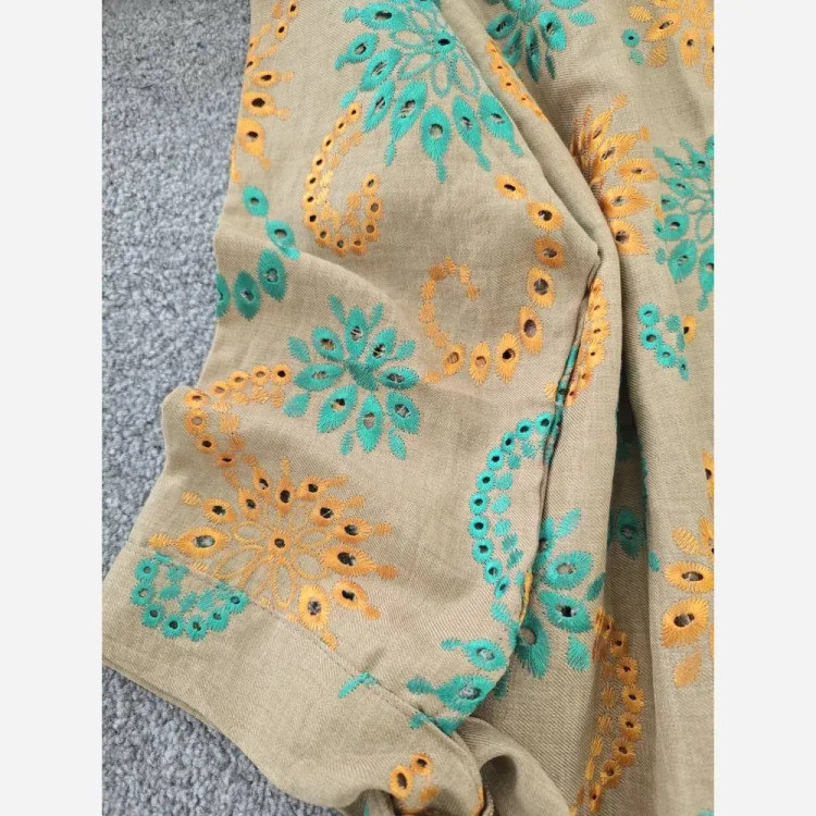 شومیز زنانه خامه دوزی مدل ماهور جنس شانتون فری سایز