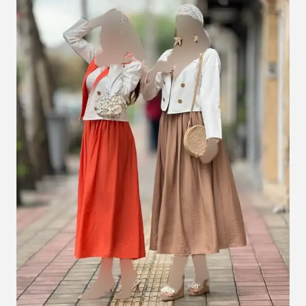 کت و دامن زنانه مدل دریا جنس مازراتی شاین و شانتون فری سایز 38 تا 46