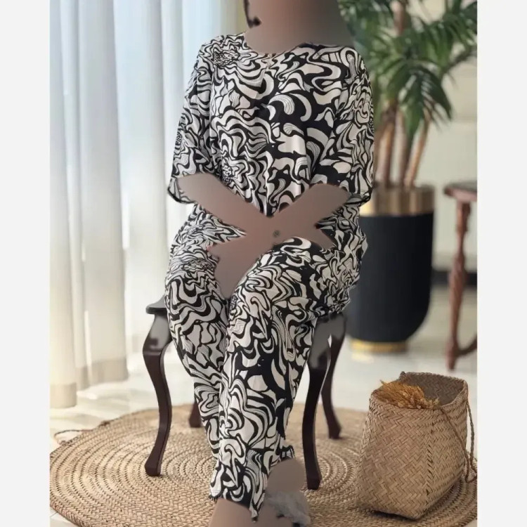 ست لباس راحتی زنانه مدل آبان جنس تمام نخ فری سایز 38 تا 48
