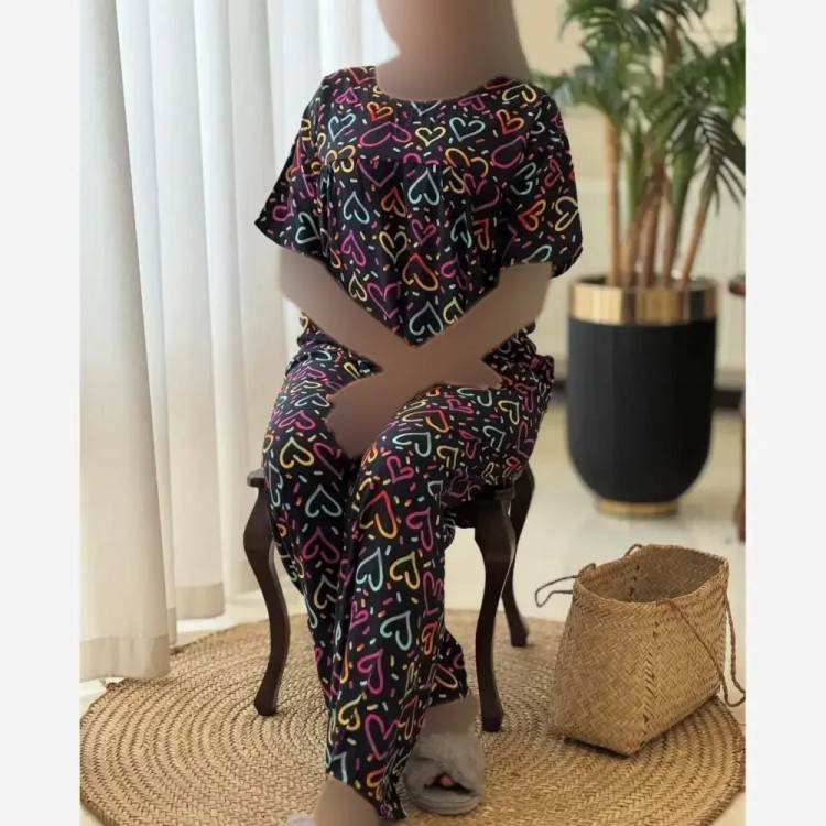 ست لباس راحتی زنانه مدل آبان جنس تمام نخ فری سایز 38 تا 48
