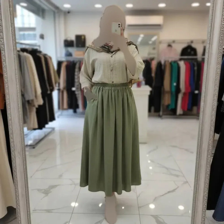 ست شومیز و دامن زنانه مدل رومینا فری سایز (38 تا 48) جنس شومیز کوک دوزی دامن شانتون