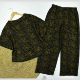 ست تیشرت و شلوار زنانه طرح پلنگی جنس بابوس فری سایز