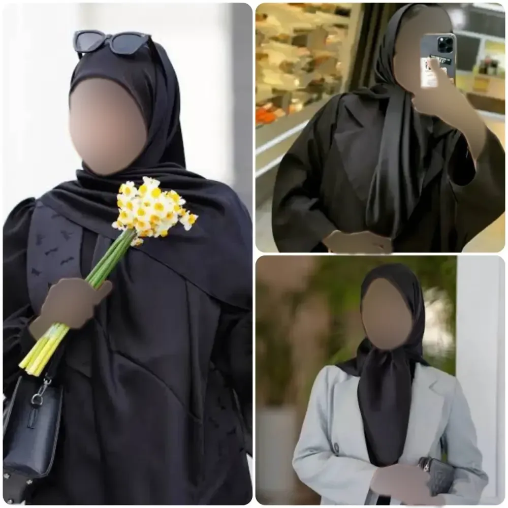 روسری ساتن ترک مشکی قواره 100 ایستایی عالی و بدون لغزش