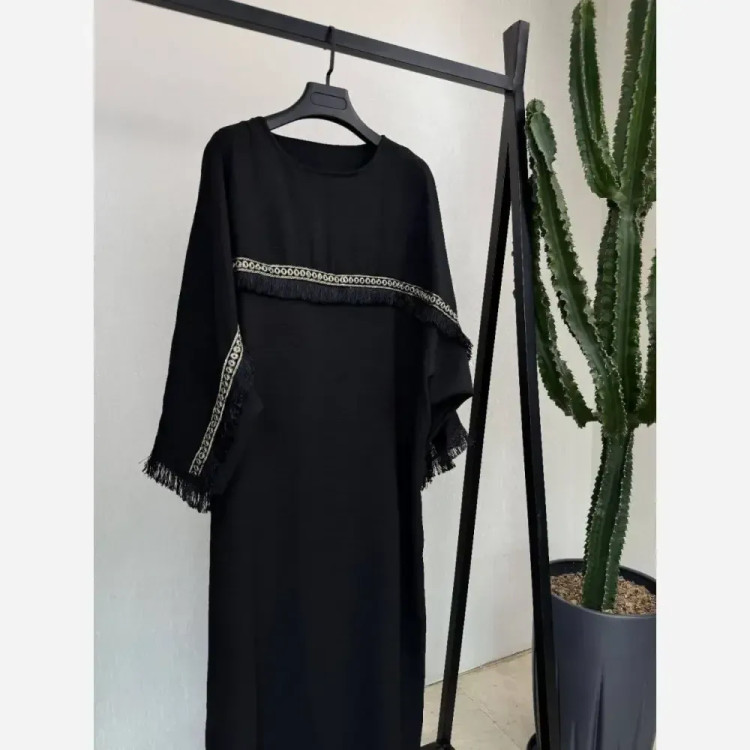 عبایی زنانه مدل لیلیا جنس ابروبادی رنگ مشکی سایز فری 38 تا 52