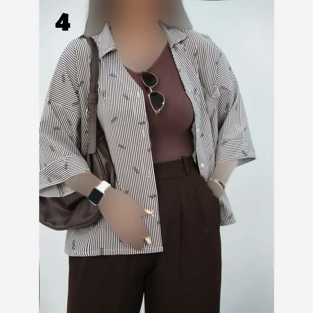 شومیز زنانه راه راه لنین کتان مدل میو فری سایز 36 تا 46
