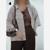 شومیز زنانه راه راه لنین کتان مدل میو فری سایز 36 تا 46
