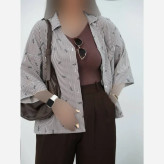 شومیز زنانه راه راه لنین کتان مدل میو فری سایز 36 تا 46