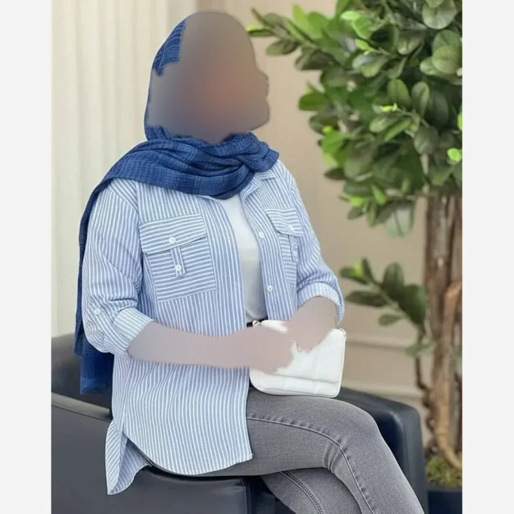 شومیز زنانه نخی راه راه مدل جیب صلیبی فری سایز 36 تا 46 آستین کیمونو