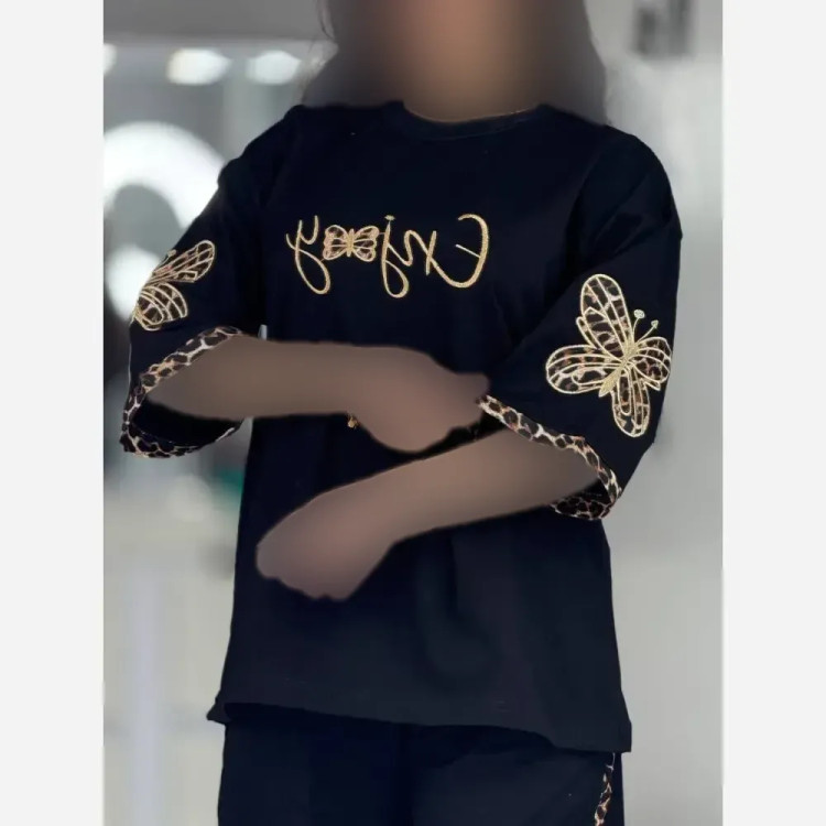 ست تیشرت و شلوار زنانه طرح Enjoy جنس پنبه گلکسی فری سایز 38 تا 48