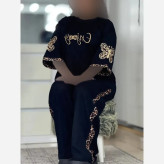 ست تیشرت و شلوار زنانه طرح Enjoy جنس پنبه گلکسی فری سایز 38 تا 48