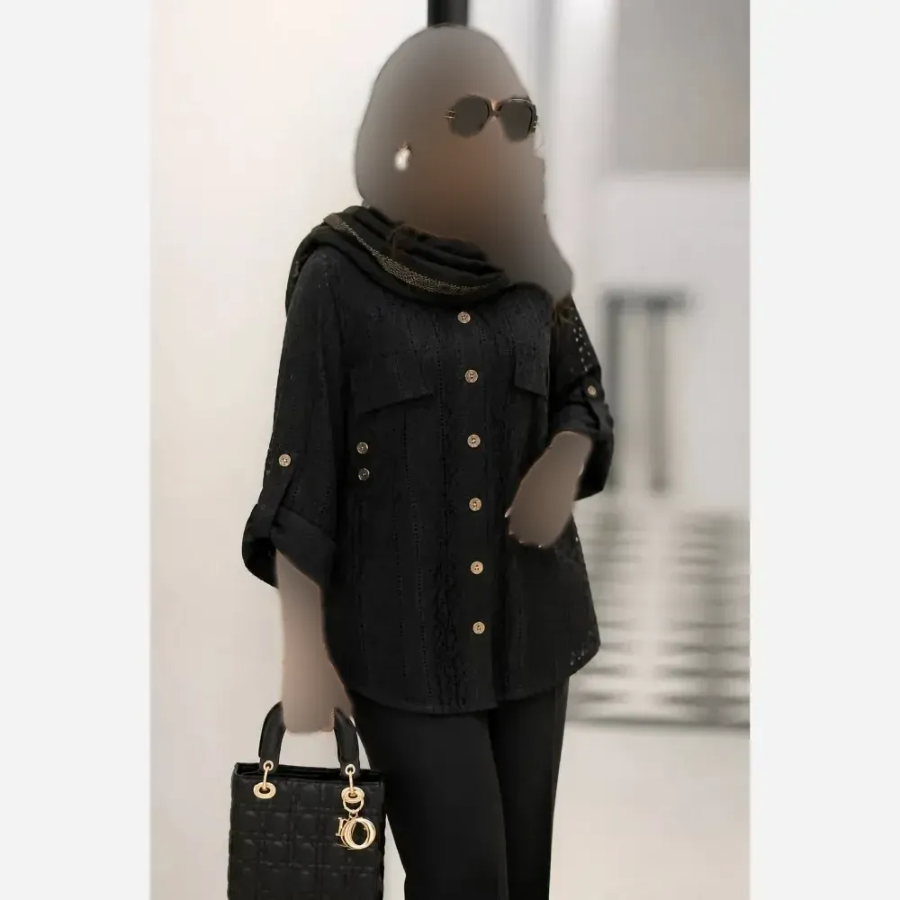 شومیز زنانه مراکشی ابریشم طرح صلیبی فری سایز 36 تا 48