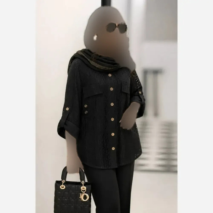 شومیز زنانه مراکشی ابریشم طرح صلیبی فری سایز 36 تا 48