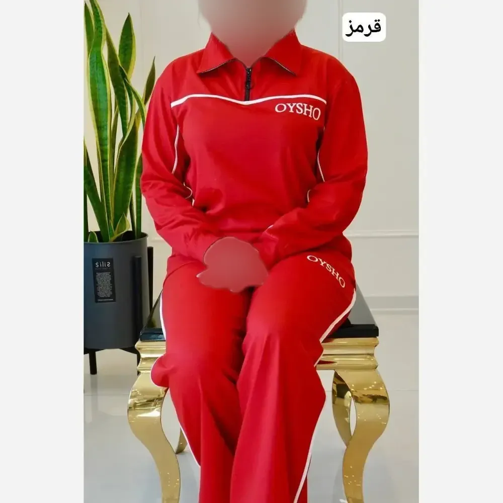 ست بلوز و شلوار زنانه مدل ایشو جنس پنبه توکرکی رنگ قرمز فری سایز 38 تا 46