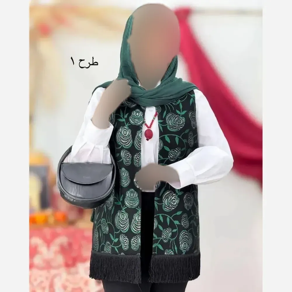 شومیز زنانه مدل ناردون جنس تافته و پرشین طرح گل سبز سایز فری 38 تا 46