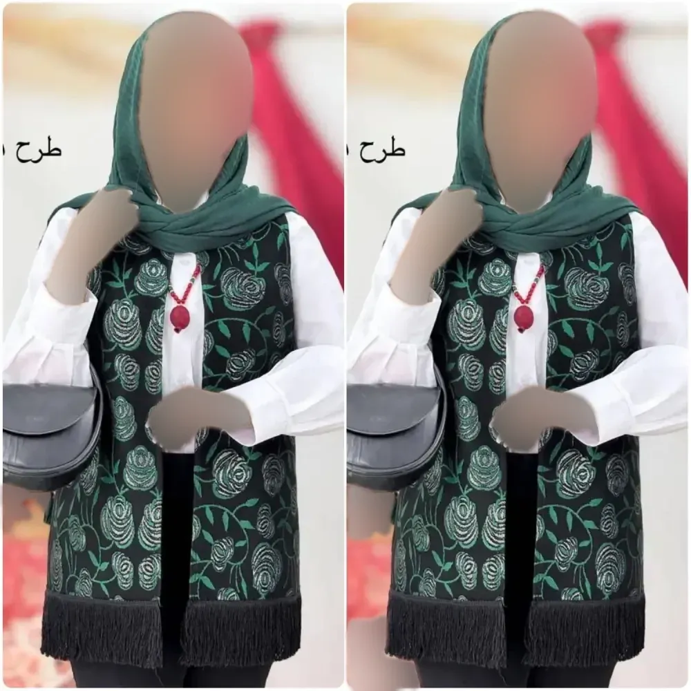شومیز زنانه مدل ناردون جنس تافته و پرشین طرح گل سبز سایز فری 38 تا 46