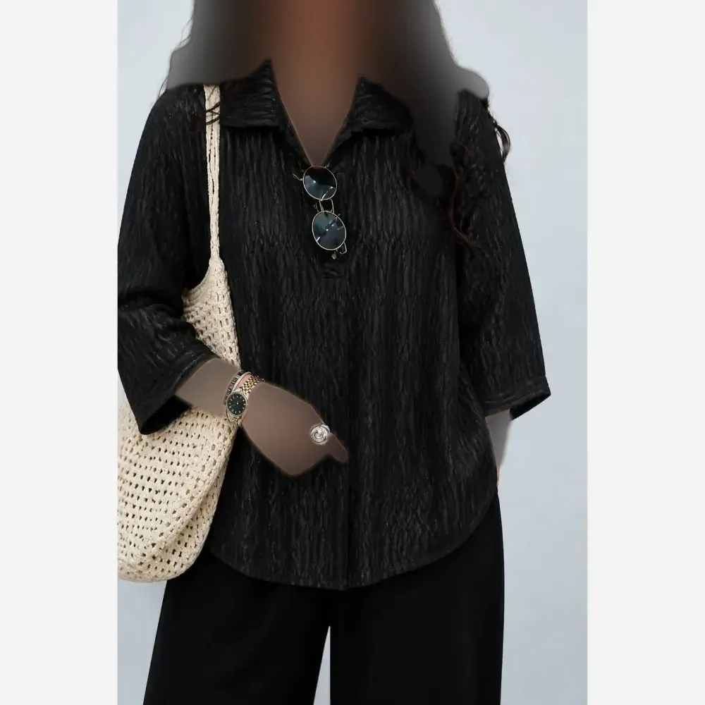 شومیز زنانه لونا خط دار طرح برجسته فری سایز 36 تا 46