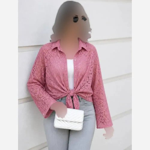 شومیز مجلسی زنانه مدل گره ای جنس دانتل گیپور فری سایز 36 تا 46
