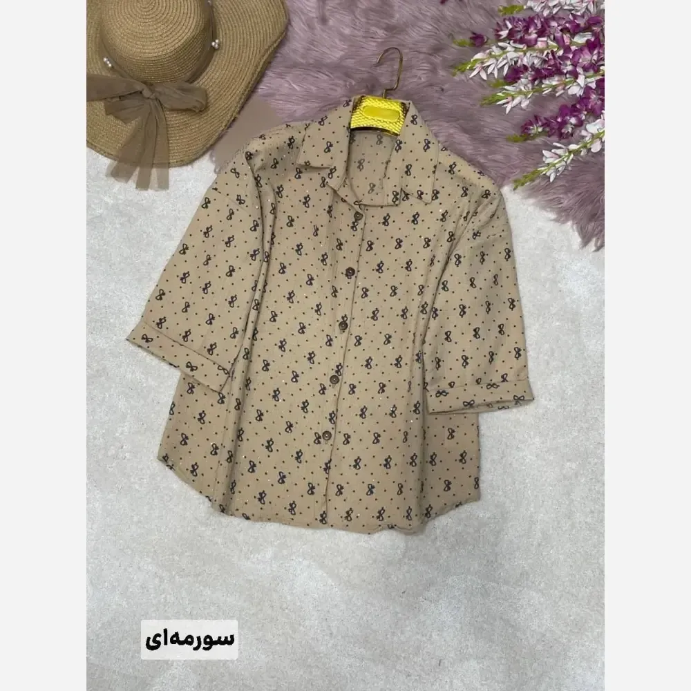 شومیز عروسکی پاپیون جنس کراش ایوا فری سایز 38 تا 46