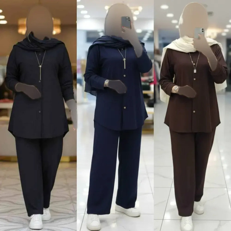 ست مانتو شلوار زنانه جنس مراکشی طرح بسکوییتی فری سایز مناسب سایز 38 تا 50