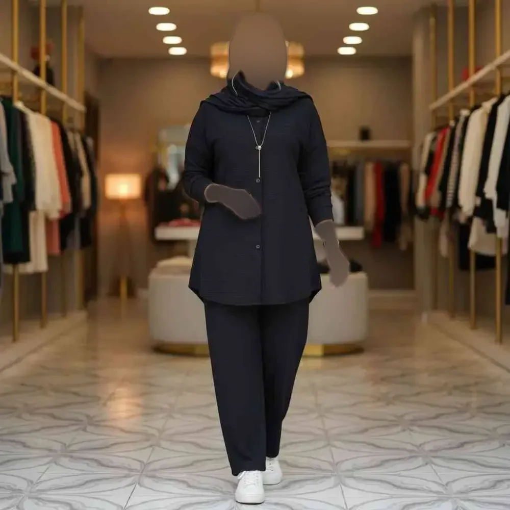 ست مانتو شلوار زنانه جنس مراکشی طرح بسکوییتی فری سایز مناسب سایز 38 تا 50