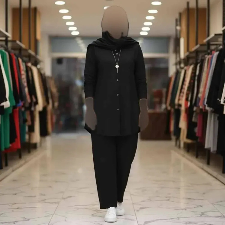 ست مانتو شلوار زنانه جنس مراکشی طرح بسکوییتی فری سایز مناسب سایز 38 تا 50
