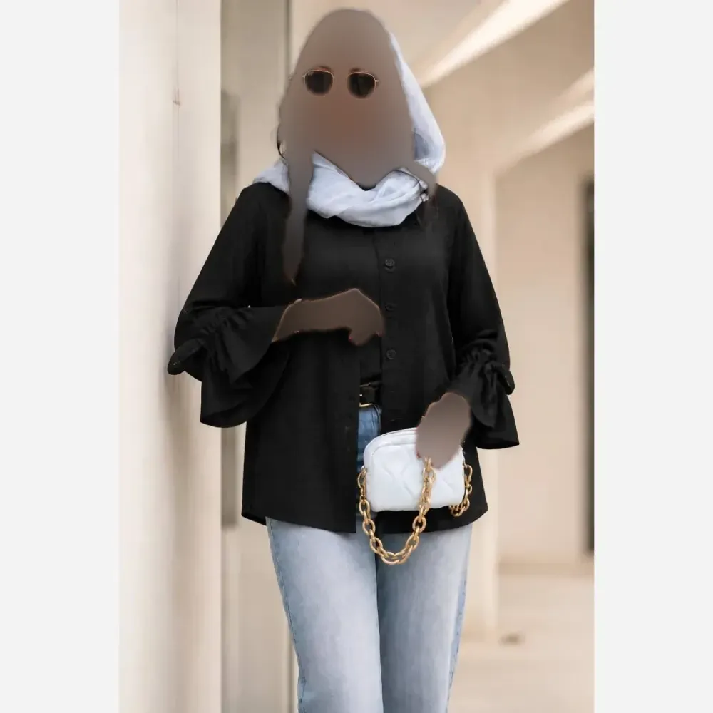 شومیز زنانه آستین لاله جنس شانتون سوفیا فری سایز 36 تا 46