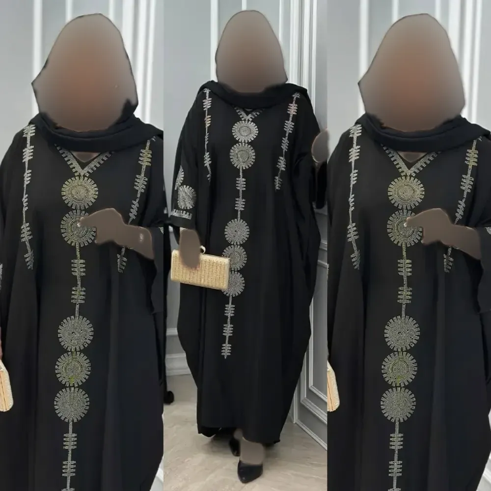 عبایی خلیجی زنانه جنس الیزه رنگ مشکی فری سایز 38 تا 52