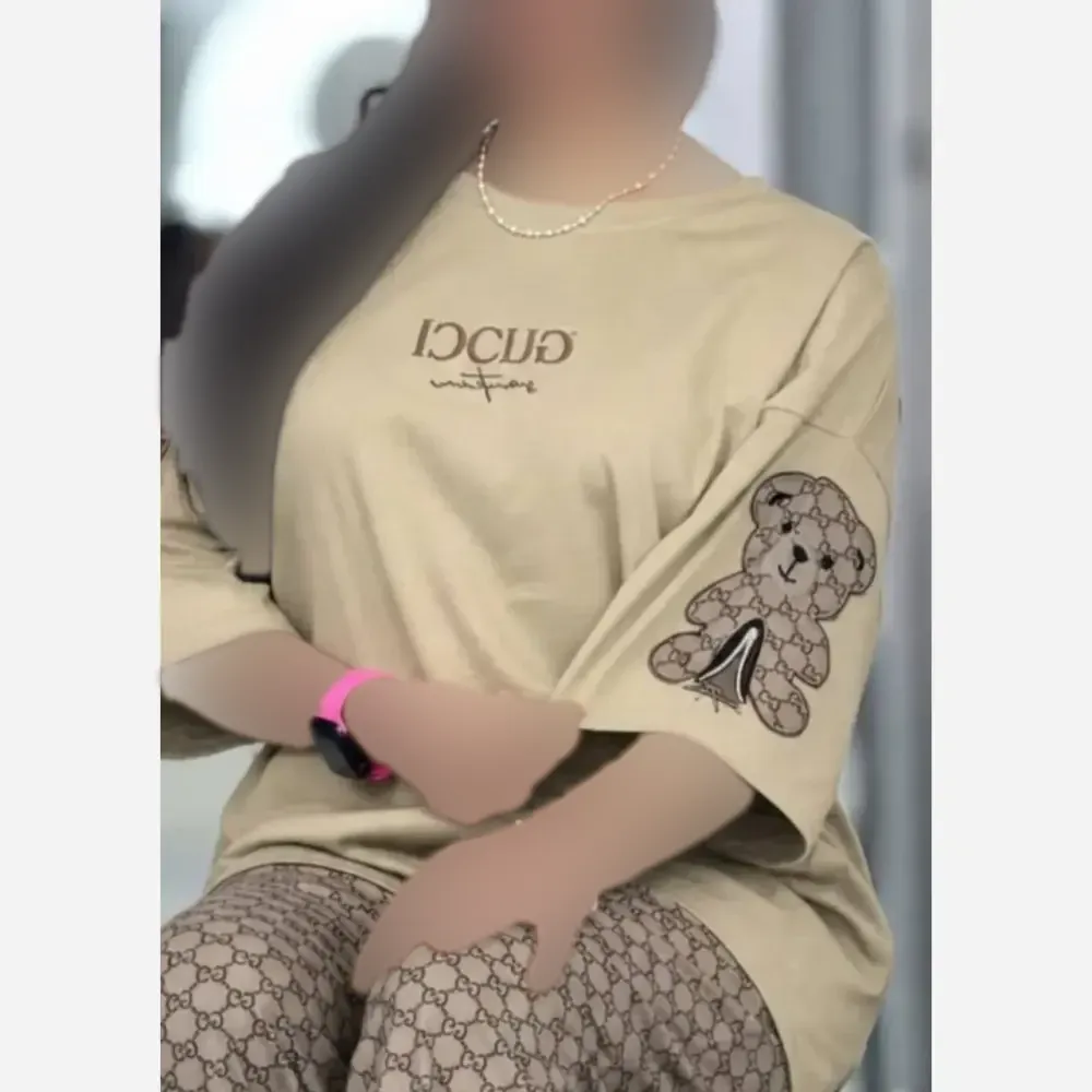 ست تیشرت و شلوار زنانه مدل لویی جنس پنبه گلکسی فری سایز 38 تا 46