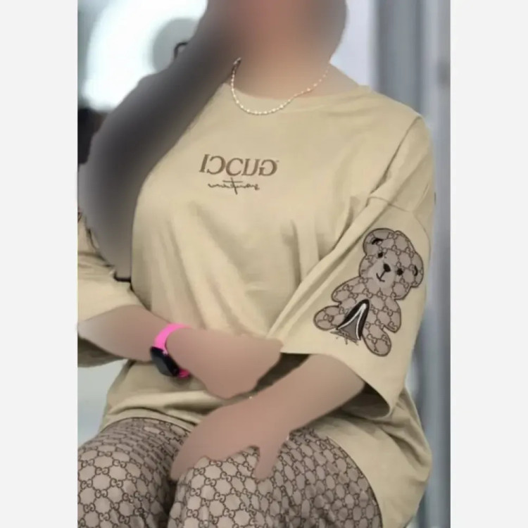 ست تیشرت و شلوار زنانه مدل لویی جنس پنبه گلکسی فری سایز 38 تا 46