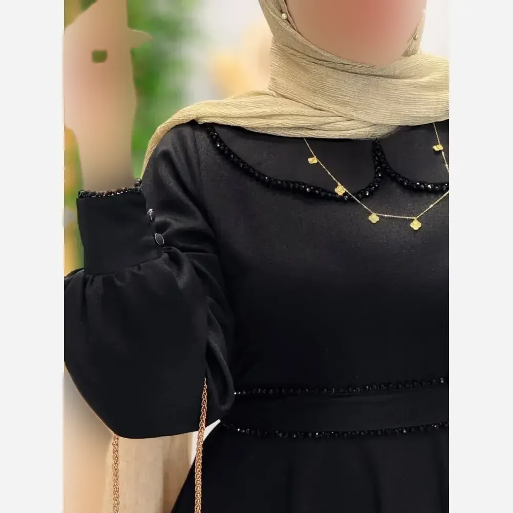 پیراهن زنانه مجلسی مدل سوگلی جنس مازراتی مشکی فری سایز 38 تا 46