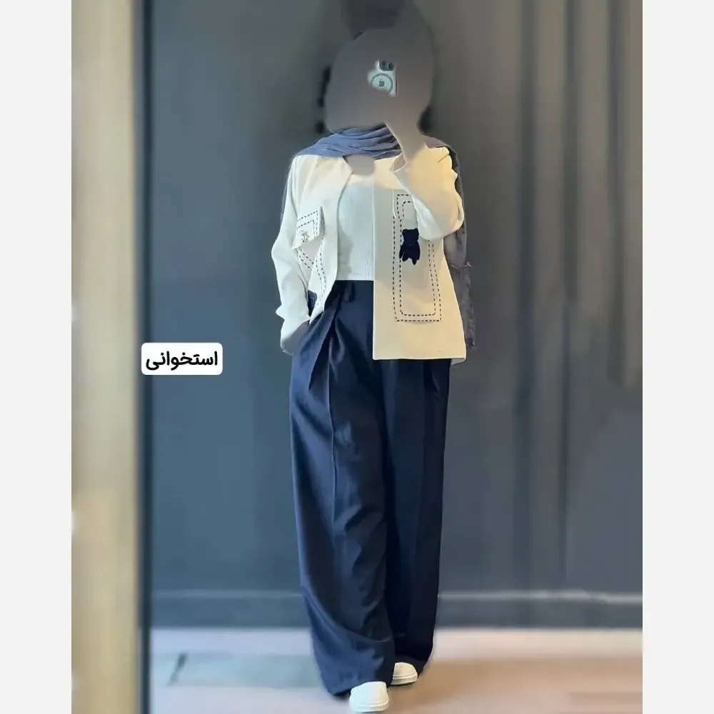 کت و شلوار زنانه گلدوزی طرح پاندا جنس مازراتی سایز 38 تا 48