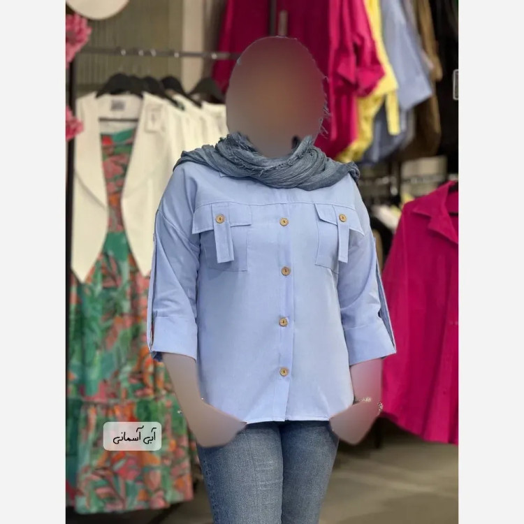 شومیز زنانه لینن تابستانه جیبدار مدل آستیندار در رنگبندی متنوع