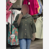 شومیز زنانه لینن تابستانه جیبدار مدل آستیندار در رنگبندی متنوع