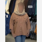 شومیز زنانه لینن تابستانه جیبدار مدل آستیندار در رنگبندی متنوع