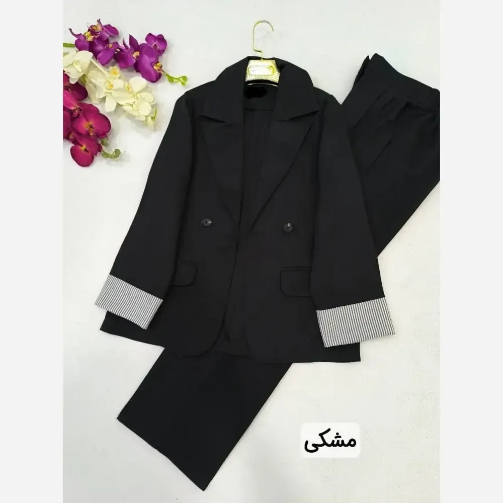 کت و شلوار زنانه مدل نسلیهان جنس مازراتی رنگ مشکی
