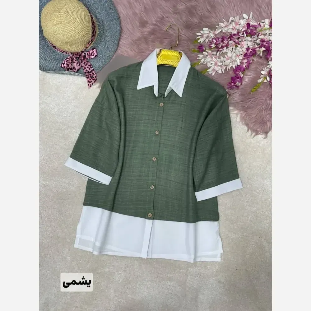 شومیز زنانه مدل فریبا جنس شانتون سایز 38 تا 46