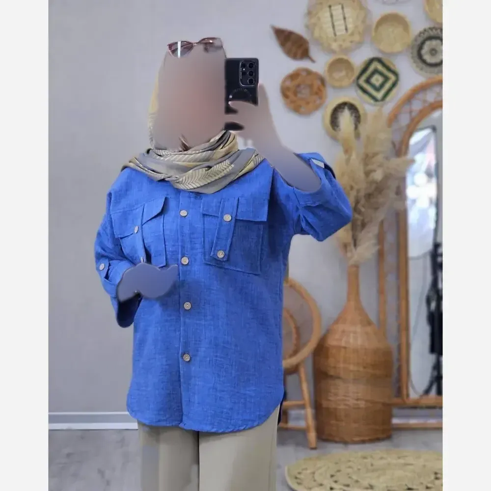 مانتو شانتون جیب صلیبی فری سایز تا 48 کرم نسکافه ای موکا سدری