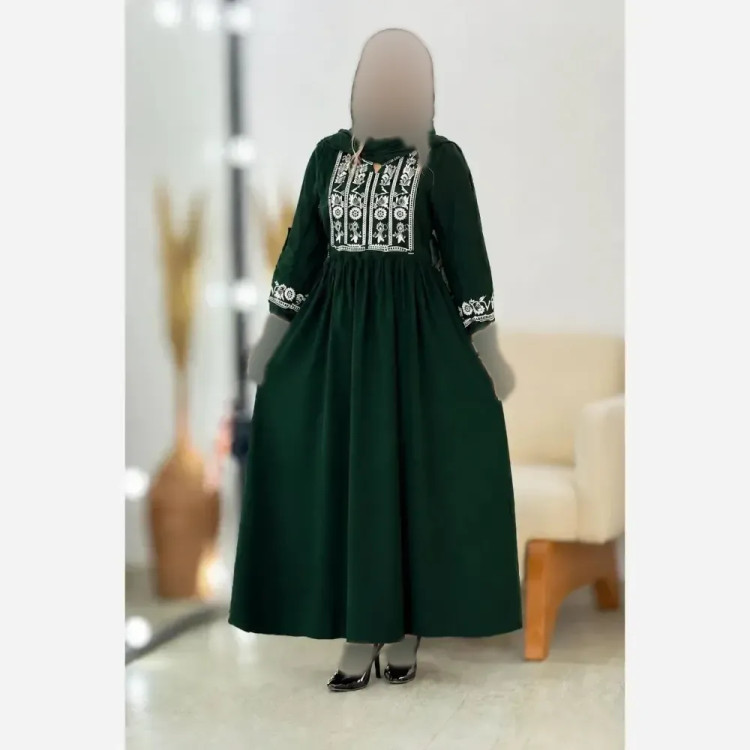 پیراهن زنانه نخی مدل گندم خنک و سبک فری سایز 36 تا 46