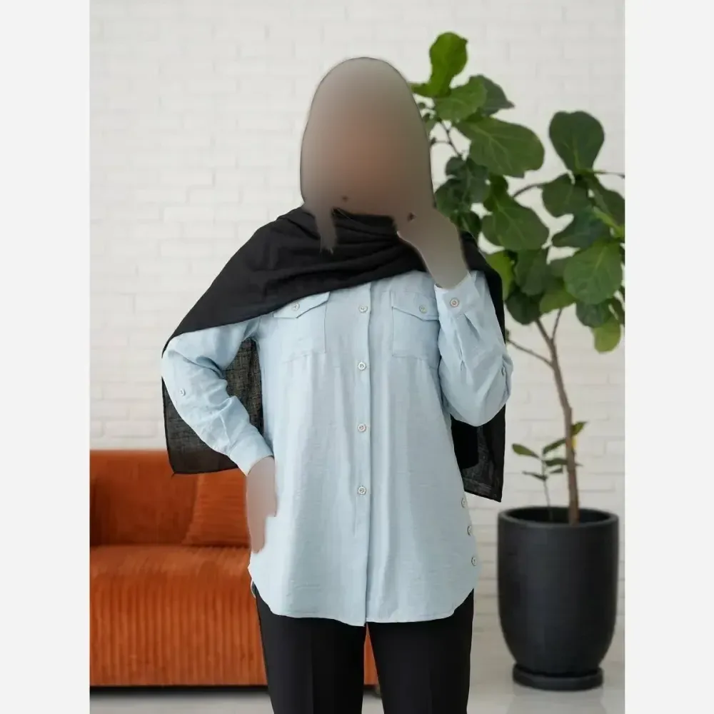مانتو دو جیب سوپر شانتون قد بلند سایز 38 تا 48 رنگبندی مشکی کالباسی یشمی نسکافه ای آسمانی زیتونی