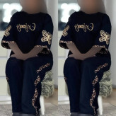 ست تیشرت و شلوار زنانه مدل گیلدا جنس پنبه گلکسی رنگ مشکی فری سایز 38 تا 46