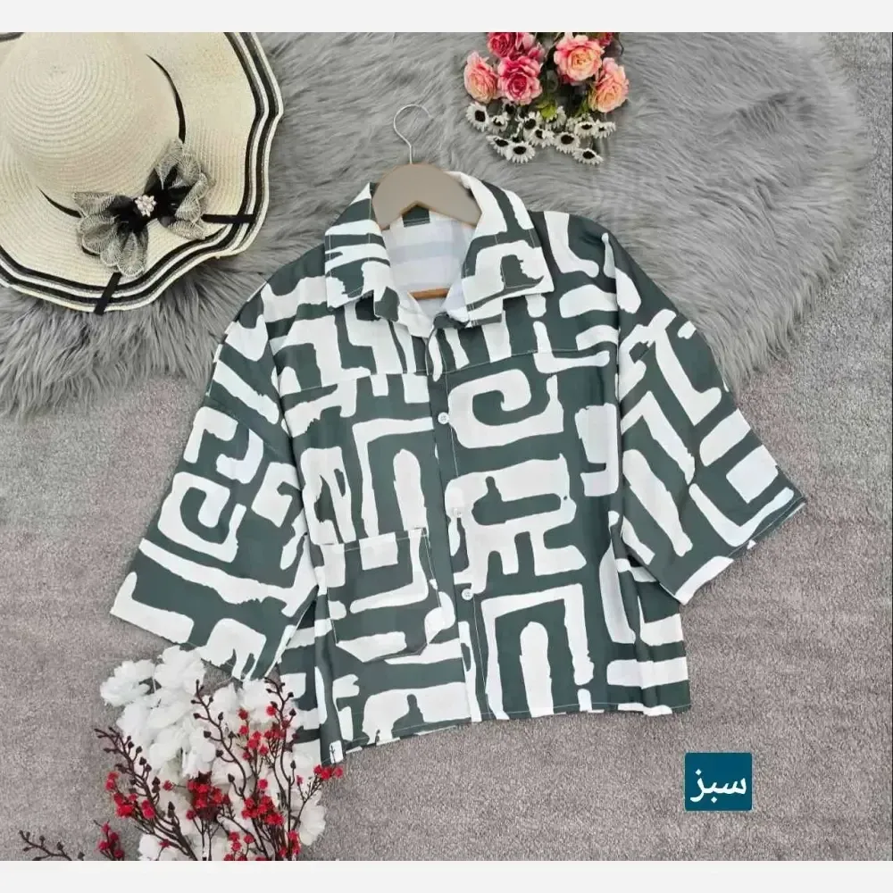 شومیز باکسی طرحدار مدل نیمه کیمونو جنس سوفیا ژاکارد فری سایز 38 تا 50