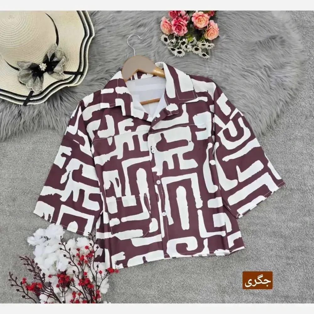 شومیز باکسی طرحدار مدل نیمه کیمونو جنس سوفیا ژاکارد فری سایز 38 تا 50
