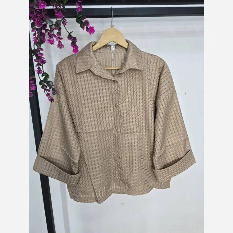 شومیز باکسی حصیری ژاکارد ابریشم فری سایز 36 تا 46 زنانه
