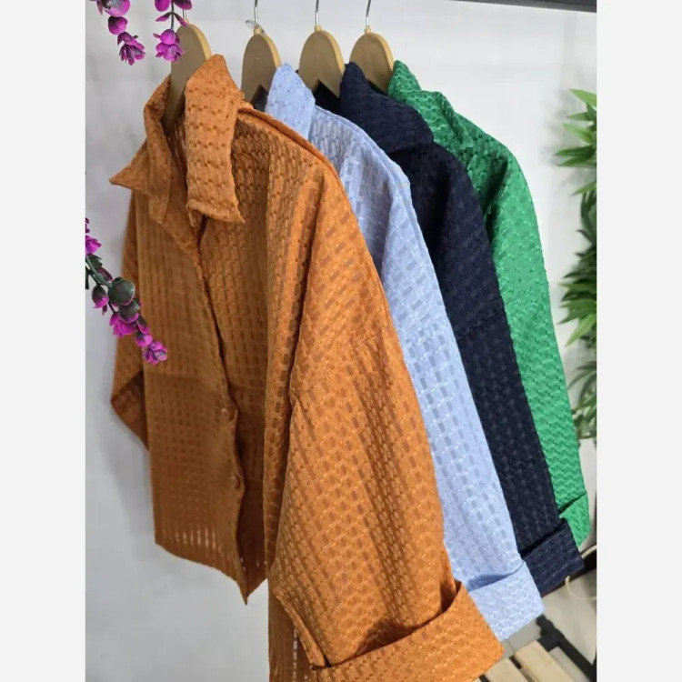 شومیز باکسی حصیری ژاکارد ابریشم فری سایز 36 تا 46 زنانه